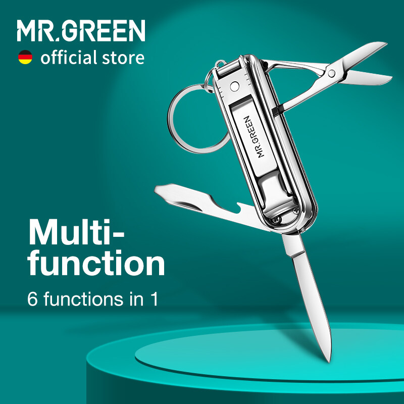 MR.GREEN Multifunctional Nail Clipper Stainless Steel Six Functions Nail Files Bottle Opener Small Scissor Nail Cutter