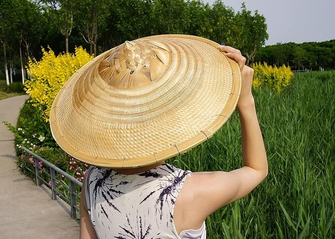 Handmade Bamboo Sun Hat Straw Hat Dia.18.5 Inches Depth 5 inches