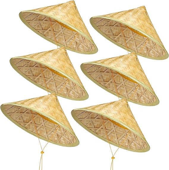 Henoyso Traditional Chinese Rice Bamboo Hat Asian Straw Vietnamese Bamboo Hat for Women Men Wedding Outdoor, 16.5 Inches