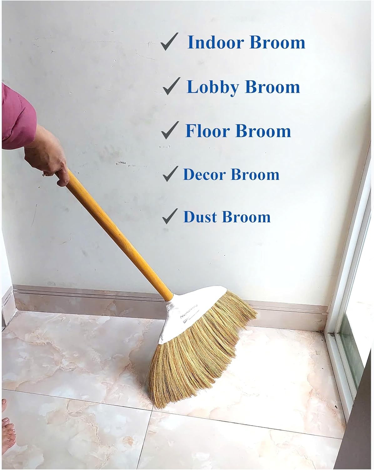 Traditional Vietnamese Handmade Broom, Durable, Perfect for Home use or as a Unique Wedding Gift, 42 inches Long.