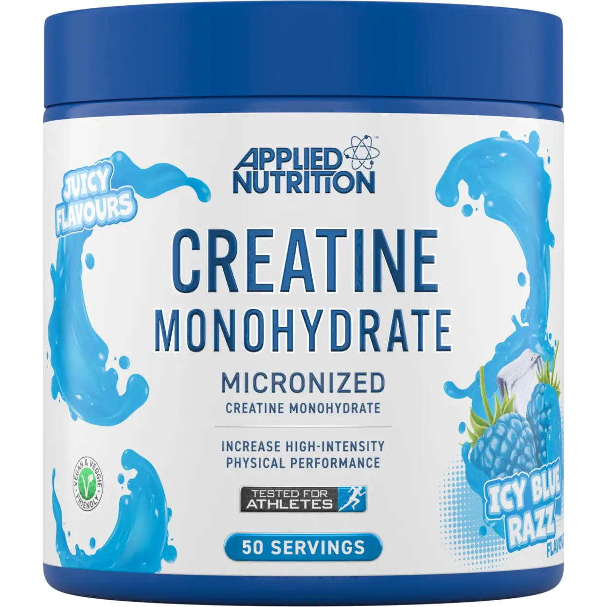 Applied Nutrition Creatine Monohydrate Strength Strength Support Powder Icy Blue Raspberry Flavour - 250g