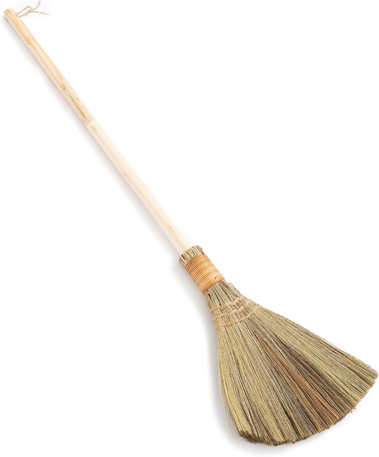 Vietnamese Natural Whisk Broom - Straw Soft Broom - Long Handle Broomstick for Cleaning, Decoration, Wedding with 45.28 inch Length