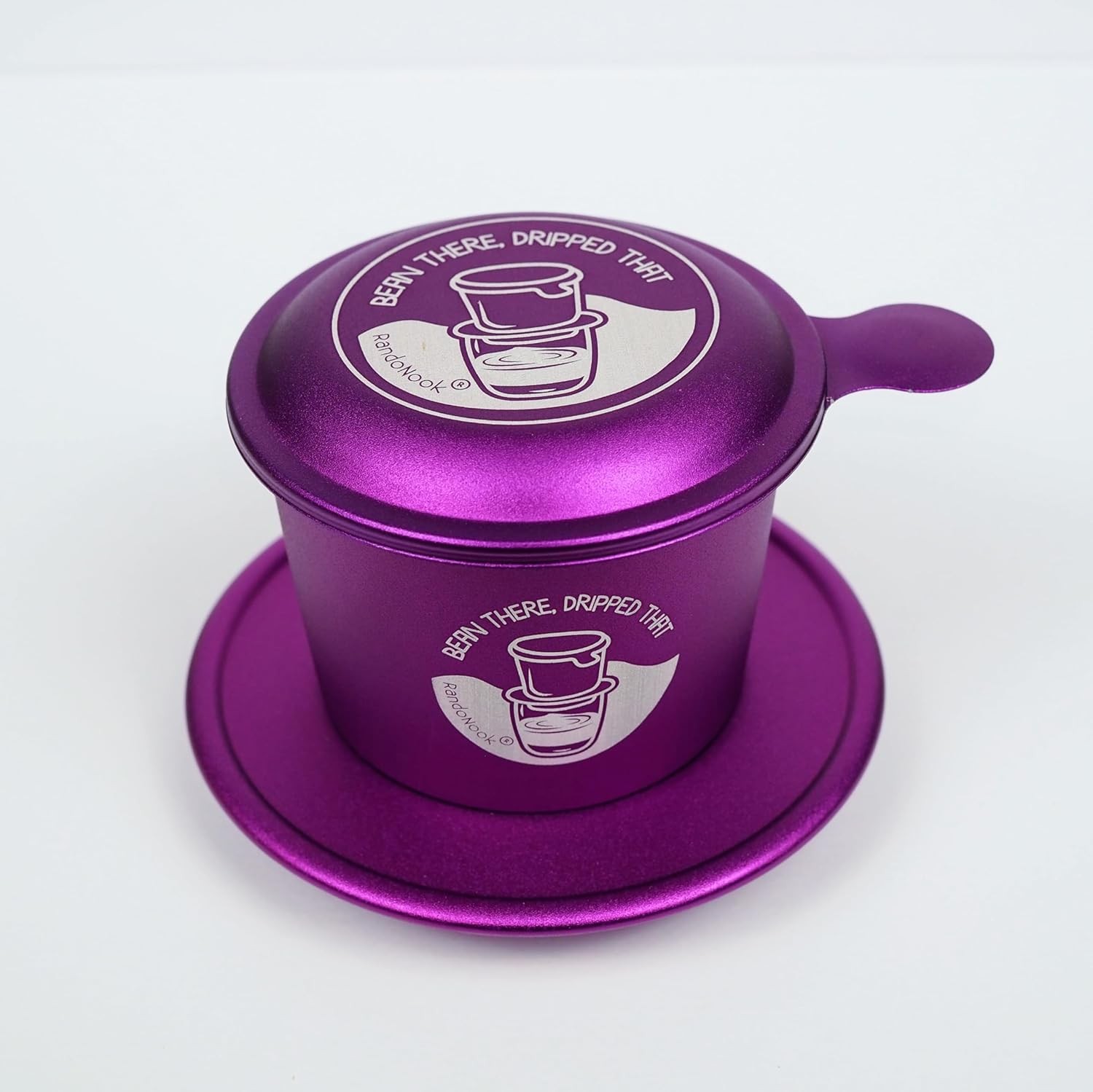Vietnamese Coffee Filter Phin, Anodized Aluminum, 170ml Single Serve, Durable, Reusable (Purple - Bean There Dripped That)