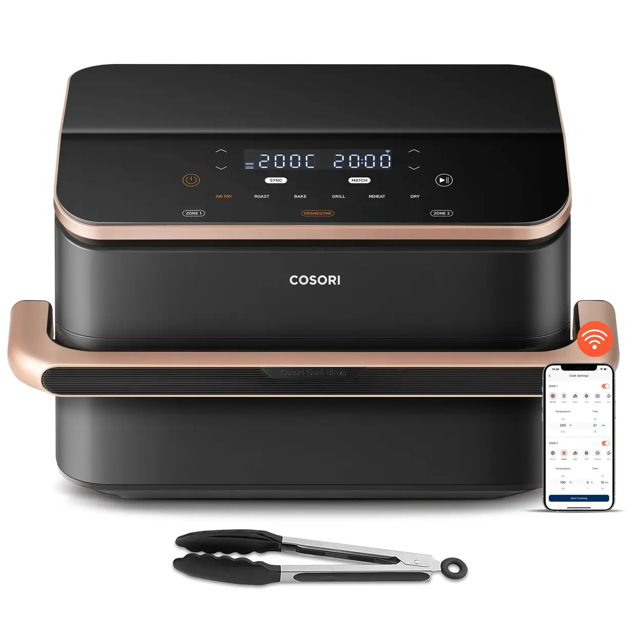 Cosori Dual Blaze TwinFry Air Fryer - 10L, Dark Grey, Single & Double Baskets, App Connected, CAF-TF101S-AUKR