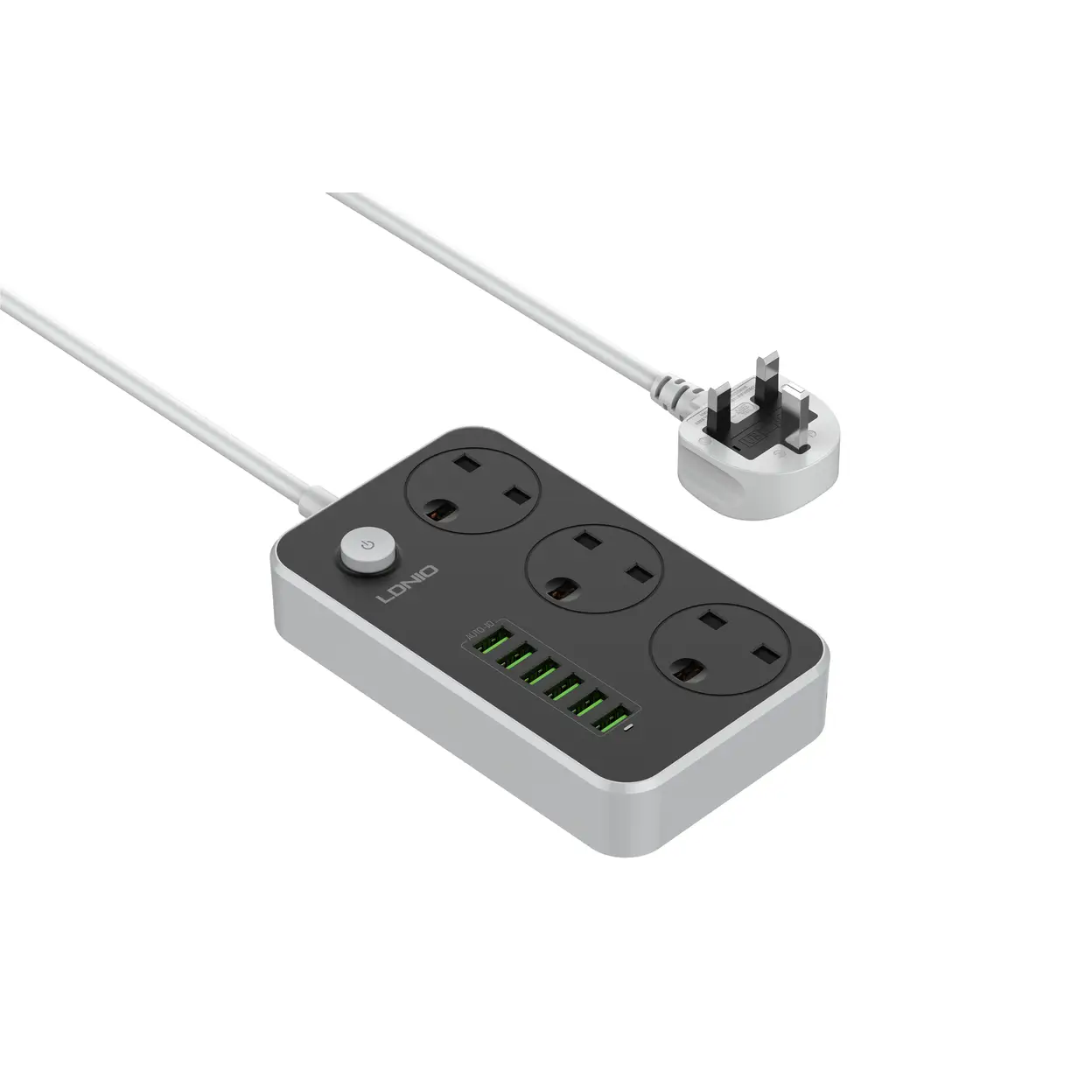 LDNIO Multi-Function Power Strip - Power Socket*3/ USB*6 - 2M - Black