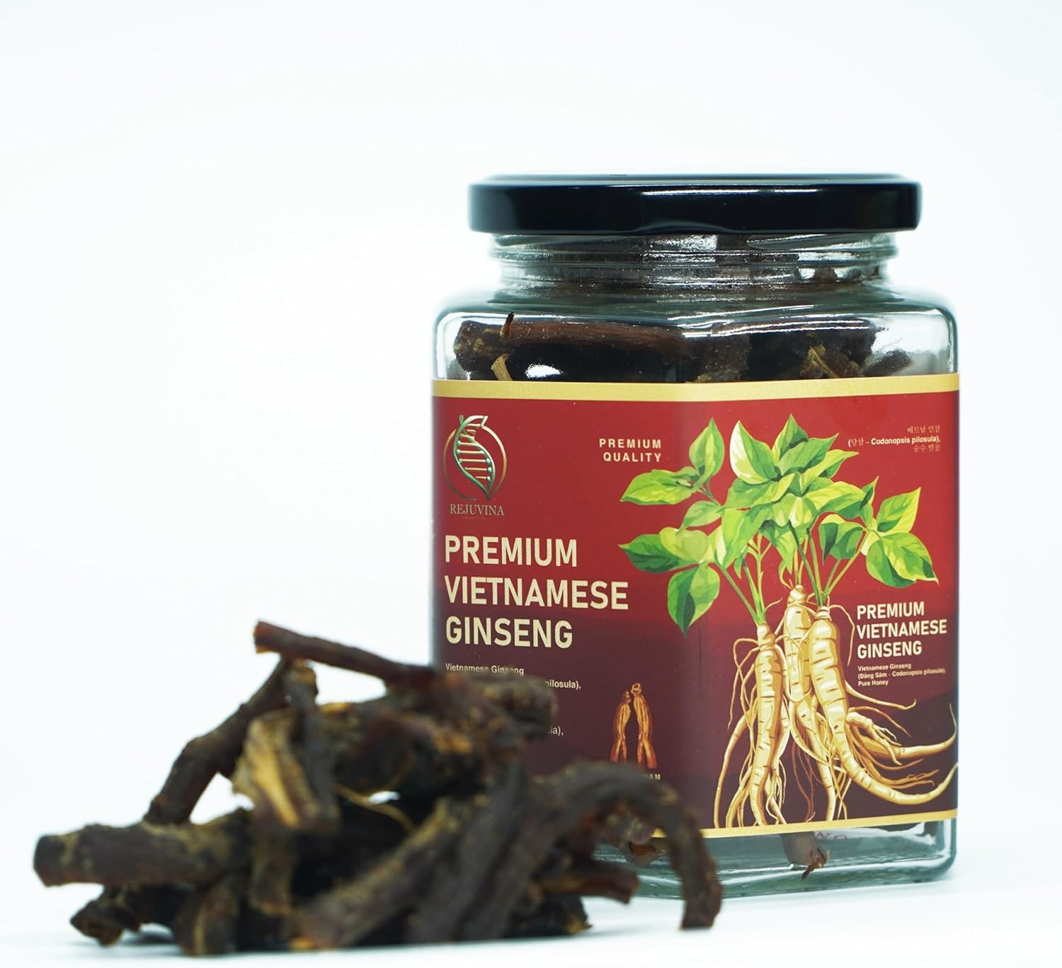 Premium Vietnamese Ginseng Slices with Honey – Energy & Performance Support, Immune Health & Focus – No Capsules, No Bitter Powder, only Soft Chew Ginseng with Honey, 100% Natural, 180g Jar